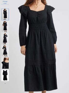 Treasure & Bond Double Ruffle Long Sleeve Maxi Dress, size M